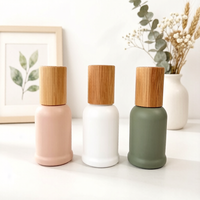 Flacon roll-on en verre dégradé Morandi de 10 ml de qualité supérieure, avec bille en acier inoxydable et couvercle en bambou naturel pour huiles essentielles d'aromathérapie