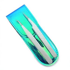 Pince à épiler de précision en acier inoxydable pour extensions de cils, lot de 2, outil applicateur pour faux cils – Vente chaude - Product Image 1