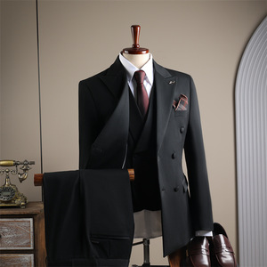 Personalizza pantaloni da <span class=keywords><strong>uomo</strong></span> in lana <span class=keywords><strong>di</strong></span> fascia alta 3 pezzi con cerniera a doppio petto e giacca <span class=keywords><strong>di</strong></span> seta per abito da sposo - Product Image 4