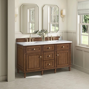 <span class=keywords><strong>Mueble</strong></span> de <span class=keywords><strong>Baño</strong></span> de Madera Maciza de Nogal de Estilo Clásico de Mediados de Siglo <span class=keywords><strong>con</strong></span> <span class=keywords><strong>Encimera</strong></span> de Cuarzo, <span class=keywords><strong>Mueble</strong></span> de 60'' <span class=keywords><strong>con</strong></span> <span class=keywords><strong>Lavabo</strong></span> Doble de Cerámica - Product Image 2