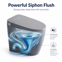 Toilette intelligente en céramique avec siège chauffant allongé, télécommande, siphon en P inclus, fixation au sol