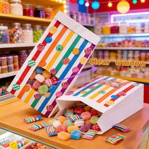 Sacs cadeaux en papier kraft recyclé RBD avec autocollants pour biscuits, collations, chocolats, bonbons - Utilisation en confiserie, commandes personnalisées acceptées - Product Image 2