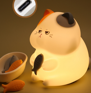 Colorful Silicone Cat Night <b>Light</b> with <b>Motion</b> <b>Sensor</b> Tap Control Funny Birthday or Christmas Gift Cartoon LED Lamp for Kids - Product Image 1
