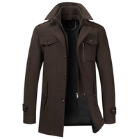 Manteau double col en laine mélangée pour hommes automne hiver style classique pour hommes matures design intemporel vêtements d'extérieur chauds