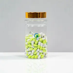 制药级减肥药密封琥珀色250 Cc塑料药丸瓶，带金属盖密封