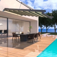 Auvent rétractable motorisé en aluminium avec cadre en aluminium, revêtement en poudre, pour terrasse, balcon, patio