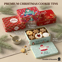 Boîte en fer blanc robuste pour biscuits de Noël, motifs de dessins animés variés, vente en gros, articles en stock, boîte de rangement pour biscuits, pack cadeau de fêtes