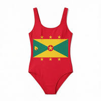 OEM ODM Personnalisé Marque Privée Monokini Drapeau de la Grenade Maillot de Bain Une Pièce Carnaval des Caraïbes Tenue de Lundi Jouvert Fournisseur Commande en Gros