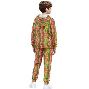 Vendita calda 1 modello personalizzato con stampa floreale 2 pezzi <span class=keywords><strong>felpa</strong></span> Tie-dye con cappuccio Set <span class=keywords><strong>felpa</strong></span> e <span class=keywords><strong>pantaloni</strong></span> della tuta per bambini - Product Image 4