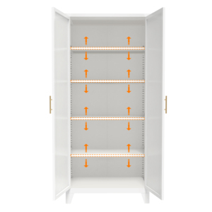 Armadio a 2 Ante in Metallo da 71'' con Ripiani Regolabili Bianco per Camera da Letto, Soggiorno, Cucina - Product Image 4