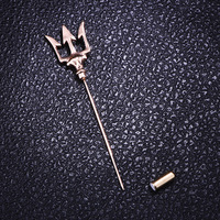 Broche vintage en forme de trident, en métal, longue aiguille, épingles à revers, bijoux pour costume d'homme, épingles à pull pour accessoires d'homme (KBL115)