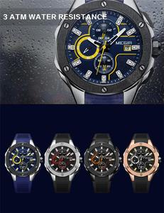Reloj de cuarzo MEGIR 2053 hecho en china para hombre, correa de goma excel, pantalla de fecha, reloj deportivo impermeable - Product Image 6