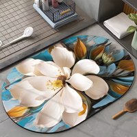 Tapis de bain en diatomite doux, série 3D à motif floral, conception OEM, absorbant rapidement l'eau, en caoutchouc