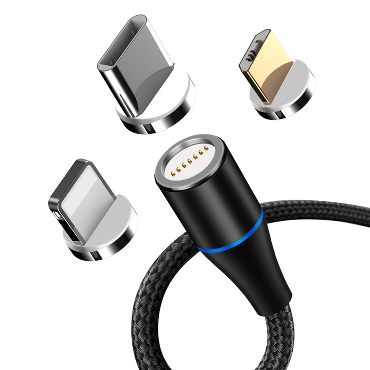 Оптовая продажа магнитный 360 быстрая зарядка USB светодио дный световой 3 в 1 usb Магнитный зарядный кабель Магнитный кабель