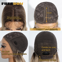 Perruques synthétiques Rebecca HD Lace Front de 22 pouces, blond platine avec racines foncées, pour cheveux bruns dégradés, perruque synthétique sans colle avec dentelle frontale HD