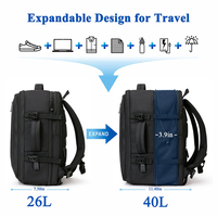 Sac à dos extensible pour ordinateur portable, approuvé par les compagnies aériennes, léger en PU, bagage à main avec compartiment à chaussures pour les voyages d'affaires