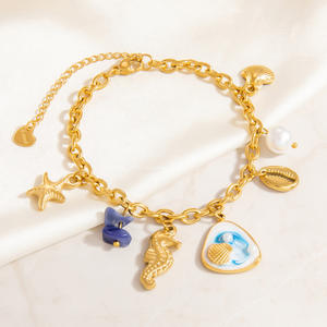 Fashion Charm <b>Bracelet</b> Zinc Alloy Gold Plated <b>Shell</b> Pendant Women's Jewelry Gift - Product Image 3