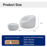 Fauteuil individuel rond moderne en mousse, blanc, style Teddy, pour salon ou hôtel, idéal pour la détente