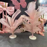Centre de table géant fait main en organza et soie, fleurs géantes pour accessoires de mariage