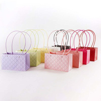 Sac en papier personnalisé pour bouquets de fleurs pastel avec longue poignée pour la Saint-Valentin, anniversaire, mariage, emballage cadeau