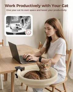 Sturdy Rotating <b>Large</b> Cat <b>Desk</b> Bed Perch with Removable Washable Fabric Cover - Product Image 4