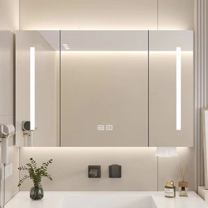 Gabinete de medicina moderno inteligente montado <span class=keywords><strong>en</strong></span> la <span class=keywords><strong>pared</strong></span> luz Led desempañador gabinete de espejo de almacenamiento tocadores de baño para Hotel - Product Image 1