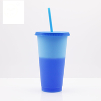 Ensemble de tasse de paille à changement de couleur froide 720ML fabriqué avec un matériau PP coloré idéal pour l'hydratation quotidienne et un usage familial