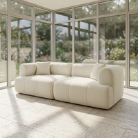 Tendance 2026 : Canapé modulaire carré sans structure, style nuage, en tissu moelleux, pour salon moderne et minimaliste