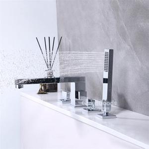 Ensemble de luxe français plaqué or massif finition dorée Antique baignoire douche robinet de bain à 5 trous - Product Image 3