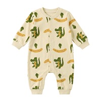 Combinaison à manches longues pour bébé garçon, imprimé banane crocodile, tenue de printemps et d'automne pour nouveau-né