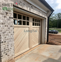 Puerta de Garaje Automática LONGTAI de Madera Maciza de Nogal Negro para Villas, Estilos Arqueados y Chevron, Enrollable, con Control Remoto, Acabada