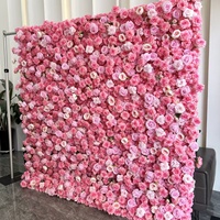Dekorasi Dinding Latar Belakang 8ft X 8ft Grosir Bunga Mawar Sutra Berbahan Kain Dasar Hydrangea Buatan untuk Dekorasi Pernikahan dan Acara