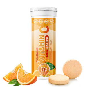 Suplemento de Vitamina <span class=keywords><strong>C</strong></span> con Zinc de Apoyo Inmunológico Potente OEM, Fórmula Vegana Sin Azúcar, Vitamina <span class=keywords><strong>C</strong></span> Naranja de 1000 mg en Tabletas Efervescentes, 10 Unidades - Product Image 1