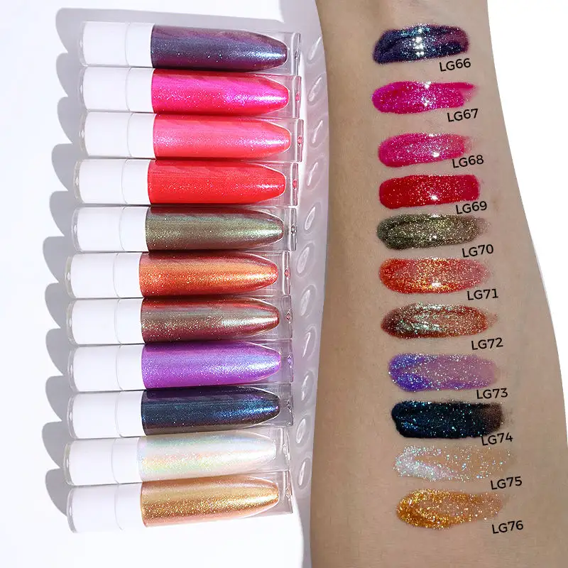 Private Label Creamy Velvet Matte glitter Lipsticks Waterproof Pigmented High quality Lip Gloss Texture Vegan OEM