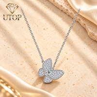 Collier pendentif papillon en argent S925 avec moissanite, bijoux étincelants pour la remise des diplômes, accessoires cadeaux pour fêtes, mariages et anniversaires