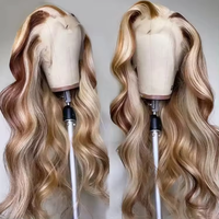 Perruques d'usine en cheveux humains, Lace Front sans colle, pour perruque Lace indienne Remy Body Wave en cheveux vierges, peut être teinte et décolorée en blond