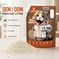 Litière pour chat en tofu biodégradable, écologique, sans poussière, à forte absorption, parfumée et colorée, personnalisable, OEM