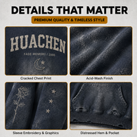 Sweat à capuche personnalisé en molleton 460 GSM pour homme, 100 % coton, délavé à l'acide, imprimé DTG, coupe oversize, style vintage, OEM ODM, marque privée