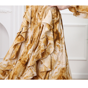 Nouveautés 2024, <span class=keywords><strong>robe</strong></span> bohème à imprimé floral jaune vintage, <span class=keywords><strong>robe</strong></span> longue à volants, manches longues, plissée, maxi <span class=keywords><strong>robe</strong></span>, convient à toutes les occasions - Product Image 6