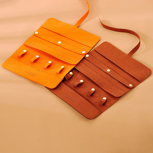 Custom Packaging Modern Stylish Microfiber Travel Roll Jewelry Organizer <b>Gift</b> Pouch with Carton - Product Image 4