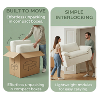 Canapé modulable de luxe en velours côtelé avec mousse à mémoire de forme, canapé nuage sans structure, grand canapé de sol crème pour appartement (OEM/ODM)