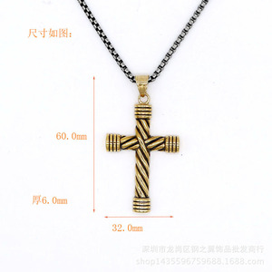 yunnique Gold Twisted <b>Cross</b> Pendant Necklace <b>Men's</b> Stainless Steel <b>Chain</b> Jewelry Gift Fashion Geometric Design TGHP 0581 - Product Image 4