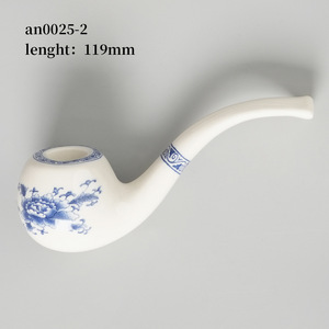 Muxiang Ceramic Smoking Pipe Bent Type Blue And White Porcelain Tobacco Pipe For Gift - Product Image 2