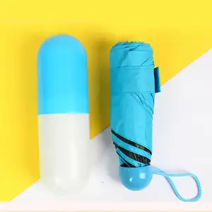 Mini Capsule Parapluie Anti UV Vinyle Crème Solaire avec Étui Parapluies De Pluie Portable Sun Block Parapluie De Poche