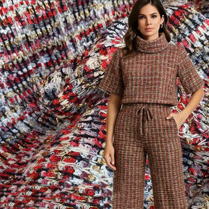 <span class=keywords><strong>Stocklot</strong></span> Tejido a cuadros JacquardTweed Tejido a cuadros Estilo de hilo Tweed Diseño de tela de Tweed para abrigo y traje de mujer - Product Image 1