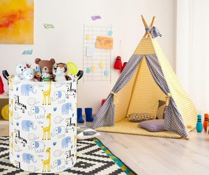 Pliable bébé <span class=keywords><strong>panier</strong></span> à linge mignon bleu Animal Design enfants stockage jouet Bin organisateur pour pépinière maison chambre décor - Product Image 5
