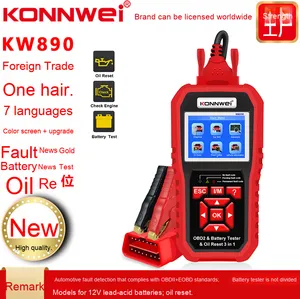 KONNWEI KW890新しいモデル12V DCプラスチックカー診断ツールバッテリーテスターライトリセット & 英語コードリーダーエンジンアナライザー - Product Image 3