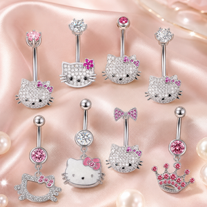 Anello simpatico gatto all'<span class=keywords><strong>ombelico</strong></span> alla moda da donna in acciaio inossidabile <span class=keywords><strong>Piercing</strong></span> gioielli zircone <span class=keywords><strong>ombelico</strong></span> per feste di matrimonio - Product Image 2