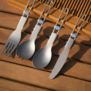 ニューウェル 純チタン素材 環境に優しい ポータブル食器 アウトドア 登山 キャンプ 軽量 折りたたみナイフ - Product Image 6