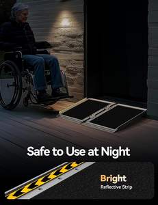 <span class=keywords><strong>Rampe</strong></span> de fauteuil roulant avec poignée Rampas antidérapant en aluminium pour handicapés <span class=keywords><strong>Rampe</strong></span> de fauteuil roulant pour les marches de la maison Escaliers Portes d'entrée - Product Image 3